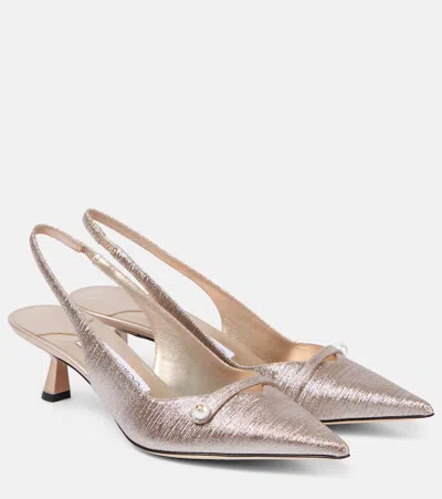 JIMMY CHOO AMITA 45 GLITTER SLINGBACK PUMPS
