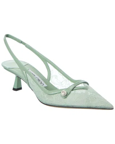 Jimmy Choo Amita 45 Lace Slingback Pumps In Green