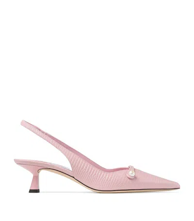 Jimmy Choo Amita 45 Leather Slingback Pumps In Rose