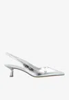 Jimmy Choo 'didi 45' Gold Colored Pumps With Patent Finish In Silver