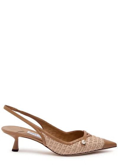 JIMMY CHOO JIMMY CHOO AMITA 45 RAFFIA SLINGBACK PUMPS