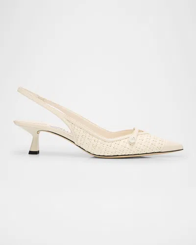 Jimmy Choo Amita 45 Raffia Slingback Pumps In Latte/latte