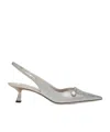 Jimmy Choo Amita 45 Metallic Leather Slingback Pumps In Gray