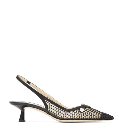 Jimmy Choo Black Mesh And Leather Fetto Slingback Pumps