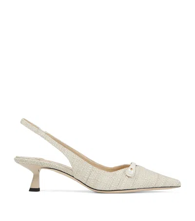 Jimmy Choo Amita 45 Woven Slingback Pumps In Neutral