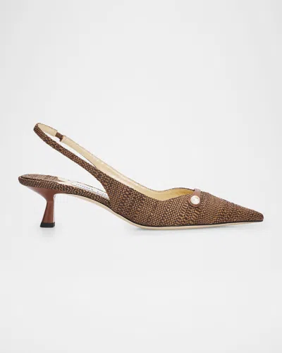 Jimmy Choo Amita 45 Woven Slingback Pumps In Animal Print