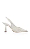 Jimmy Choo Amita 85 Glitter Tulle Slingback Pump In White