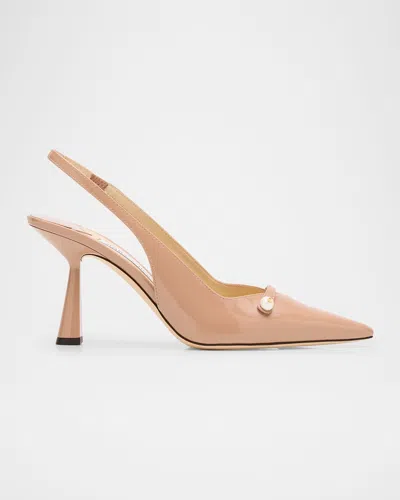 Jimmy Choo Amita 85 Patent Leather Slingback Pumps In Multi