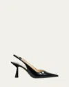 Jimmy Choo Amita 85 Patent Nappa Leather Slingback Pumps In Black