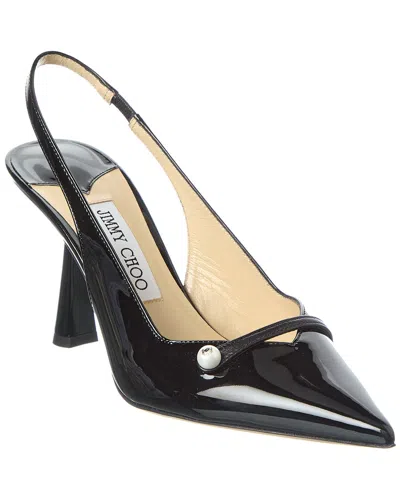 Jimmy Choo Amita 85 Patent Slingback Pump In Black