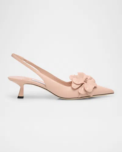 Jimmy Choo Amita 45 Leather Slingback Pumps In Macaroon
