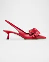 Jimmy Choo Amita Flowers Leather Slingback Pumps In Ruby Red