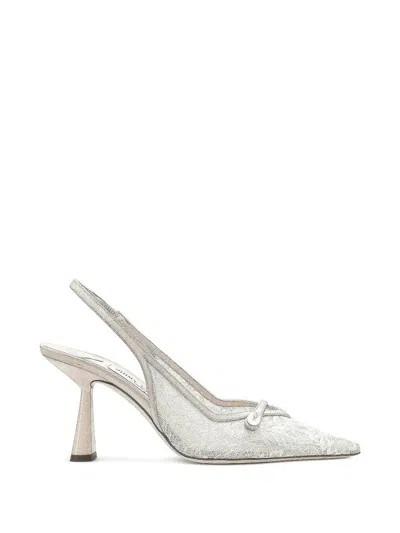 Jimmy Choo Amita Lace Pearl Slingback Pump In White