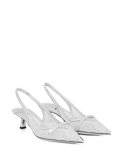 Jimmy Choo Amita Lace Slingback Pumps In White