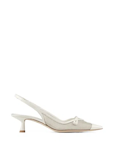 Jimmy Choo Amita Leather Heeled Pumps In White
