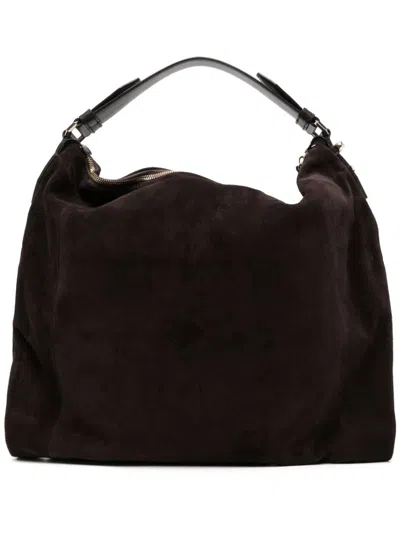 Jimmy Choo Ana Hobo Leather Shoulder Bag In Black