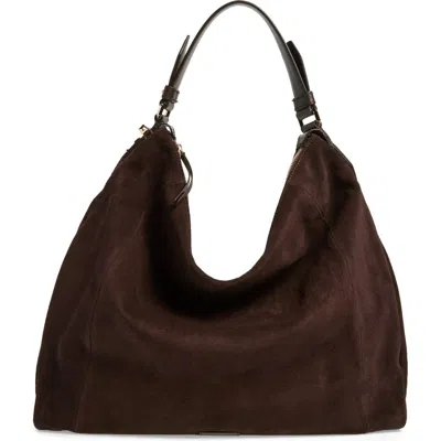 Jimmy Choo Ana Suede Hobo Bag In Coffee