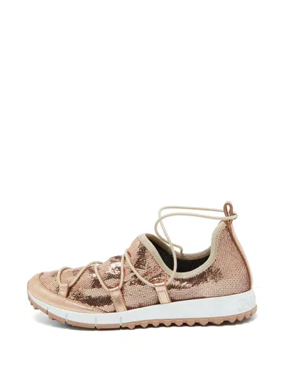 Pre-owned Jimmy Choo Andrea Sequin-embellished Sneakers In Pink