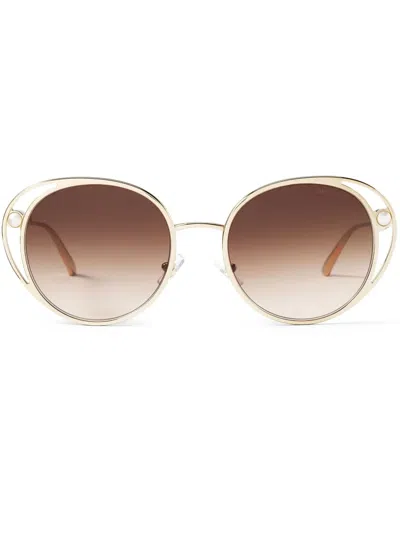Jimmy Choo Angela Round-frame Sunglasses In E13 Gradient Brown
