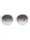 Jimmy Choo Angela Round-frame Sunglasses In Gold