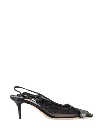 Pre-owned Jimmy Choo Anika Embellished Slingback Pumps In Black