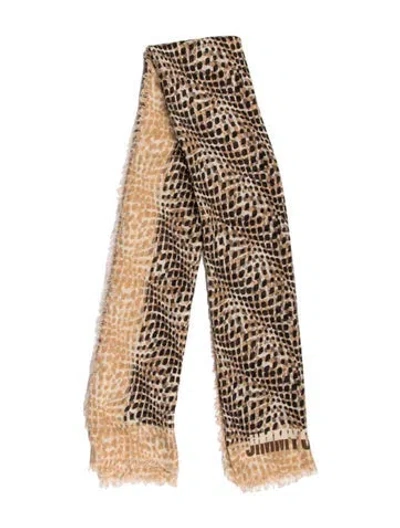 Pre-owned Jimmy Choo Animal Print Scarf In Neutrals