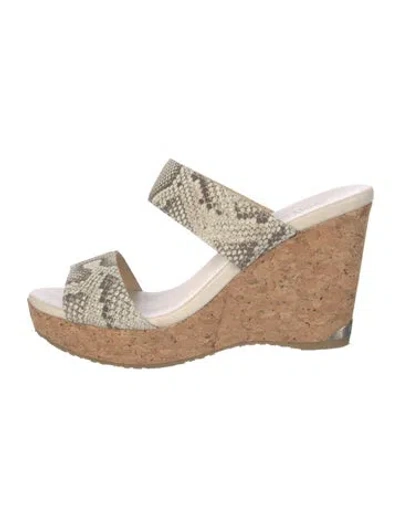 Pre-owned Jimmy Choo Animal Print Slides In Neutral