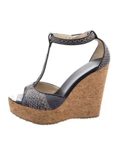 Pre-owned Jimmy Choo Animal Print T-strap Pumps In Blue