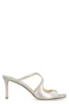 Jimmy Choo Grey Champagne Leather Anise 75 Sandals
