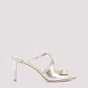 Jimmy Choo Champagne Laminated Leather Clogs In Gold