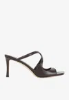 Jimmy Choo Anise 75 Leather Sandals In Blue