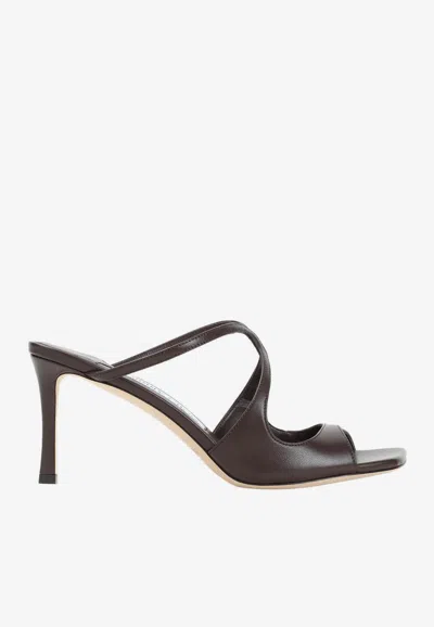 Jimmy Choo Anise 75 Leather Sandals In Blue