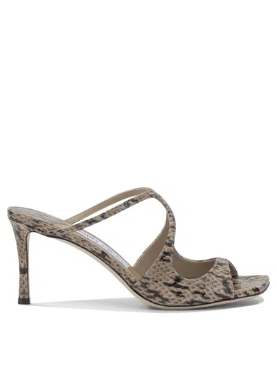 Jimmy Choo Anise 75 Python Print Leather Sandals In Animal Print