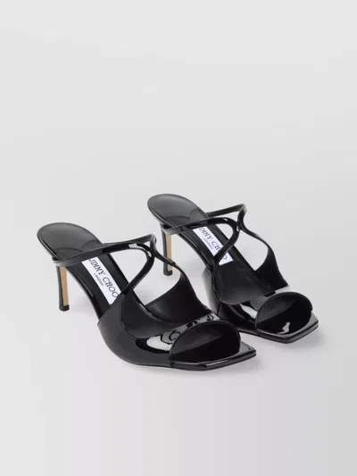 Jimmy Choo Anise 75 Patent Leather Mules In Black