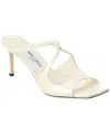 Jimmy Choo Patent Leather Strappy Mules With Stiletto Heel In White