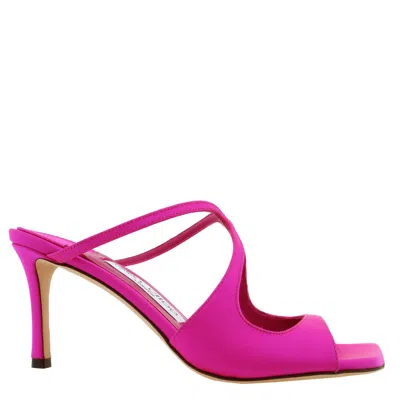 Jimmy Choo Anise 75 Satin Mules In Pink