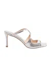Jimmy Choo Champagne Laminated Leather Clogs In White