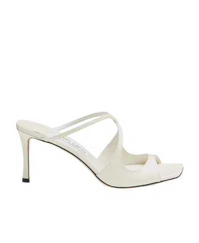 Jimmy Choo Anise 75mm Patent Leather Mules In White