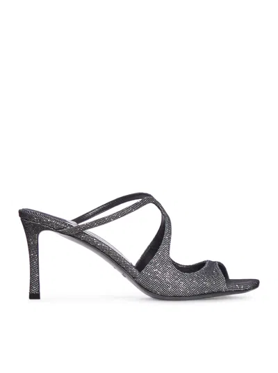 Jimmy Choo Anise 75mm Sandals With Glitter In Metallic