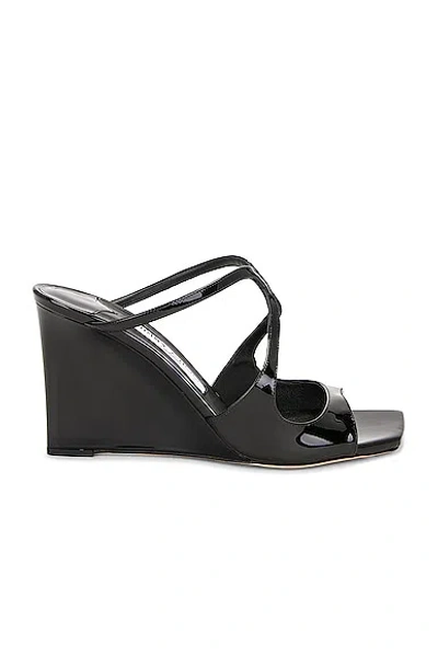 Jimmy Choo Anise Patent Leather Wedge Sandals In Black