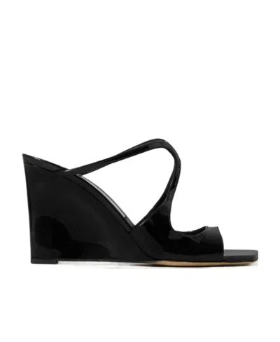 Jimmy Choo Anise Patent Leather Wedge Sandals In Black