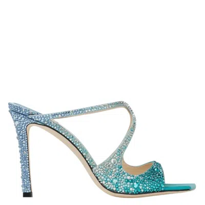 Jimmy Choo Anise 95 Crystal-embellished Mules In Blue