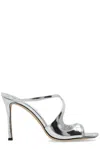 Jimmy Choo 95mm Anise Metallic Leather Mules In Silver