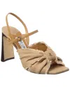 Jimmy Choo 'annika' Block Heel Sandals With Frayed Edges In Pink