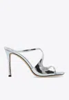 Jimmy Choo 95mm Anise Metallic Leather Mules In Silver