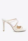 Jimmy Choo Beaded Square-headed High-heeled Sandals In White