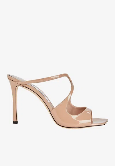 Jimmy Choo Anise 95 Sandals In Patent Leather In Pink