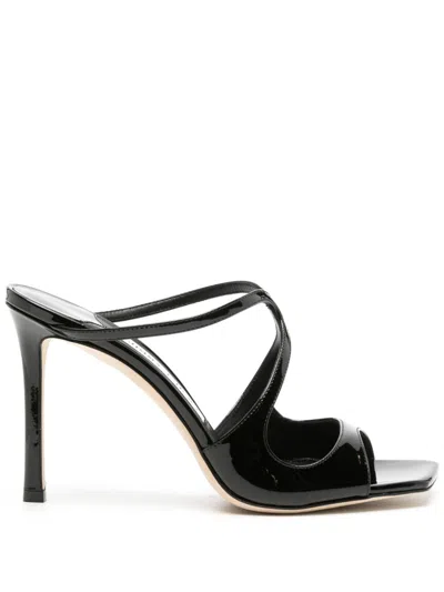 JIMMY CHOO ANISE 95MM CUT-OUT PATENT MULES
