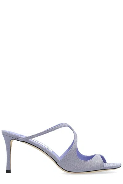 Jimmy Choo Anise 75mm Cut-out Sandals In Purple