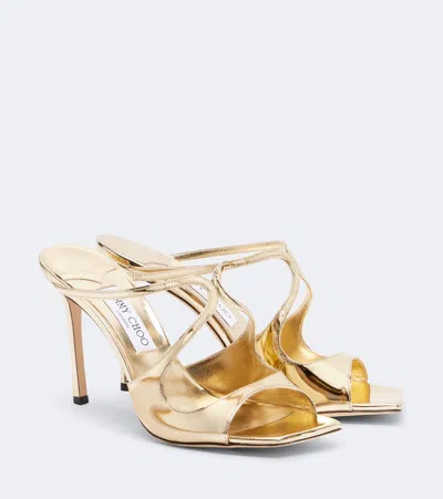 Jimmy Choo Anise Metallic Leather Mules In Gold